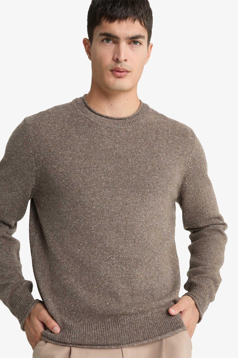 DeFacto Beige Man Standard Fit Crew Neck Knitwear Pullover Casual - Image 3